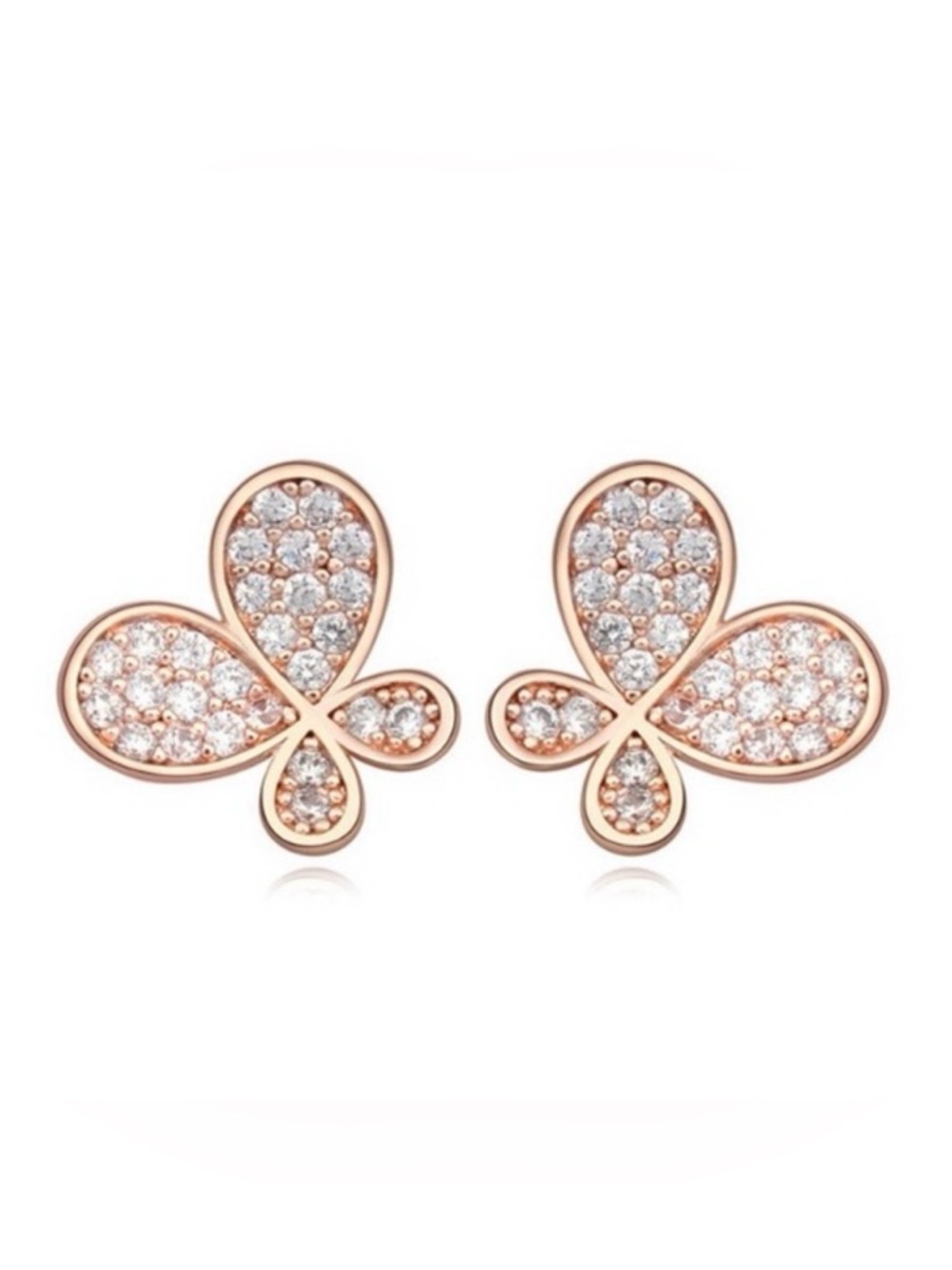 Pave CZ Fancy Butterfly Stud Earrings